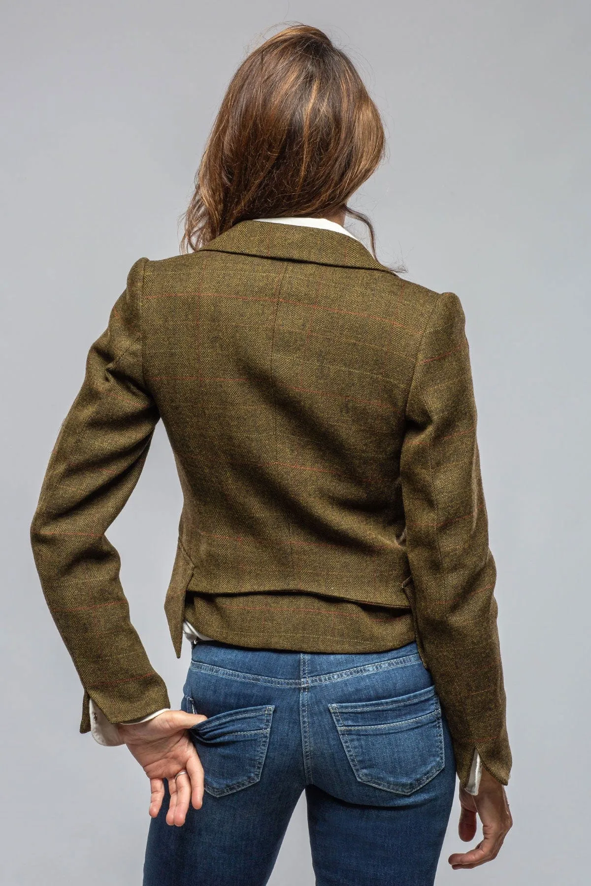 Verdi Cropped Jacket In Herringbone Tweed