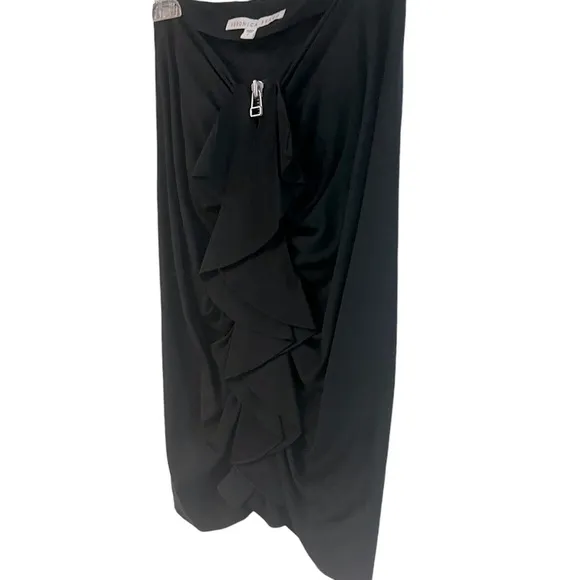 Veronica Beard Zip Front Ruffle Pencil-Mini Cocktail Party Skirt Black Size 2