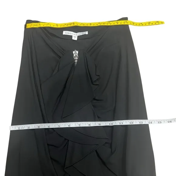 Veronica Beard Zip Front Ruffle Pencil-Mini Cocktail Party Skirt Black Size 2