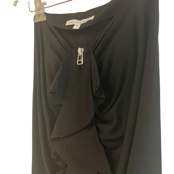 Veronica Beard Zip Front Ruffle Pencil-Mini Cocktail Party Skirt Black Size 2