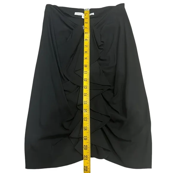Veronica Beard Zip Front Ruffle Pencil-Mini Cocktail Party Skirt Black Size 2