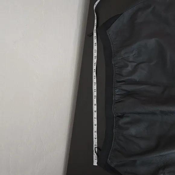 Via Accenti Black Leather Pencil Skirt Elastic Waistband Fully Lined Plus SZ 24