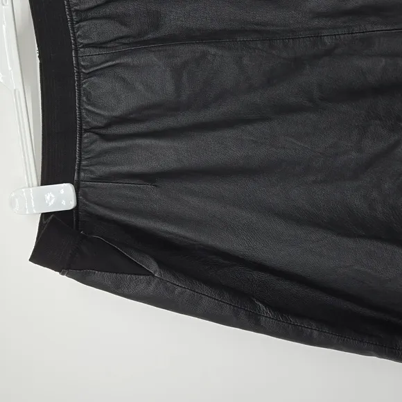 Via Accenti Black Leather Pencil Skirt Elastic Waistband Fully Lined Plus SZ 24