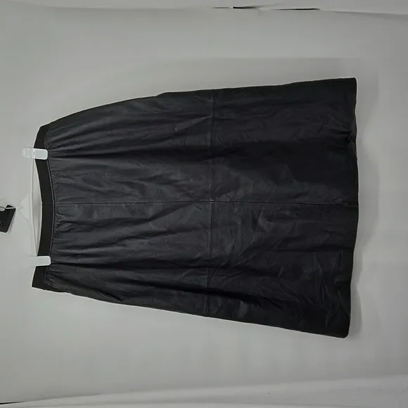 Via Accenti Black Leather Pencil Skirt Elastic Waistband Fully Lined Plus SZ 24