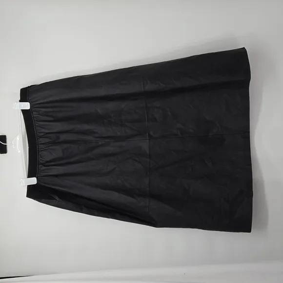 Via Accenti Black Leather Pencil Skirt Elastic Waistband Fully Lined Plus SZ 24