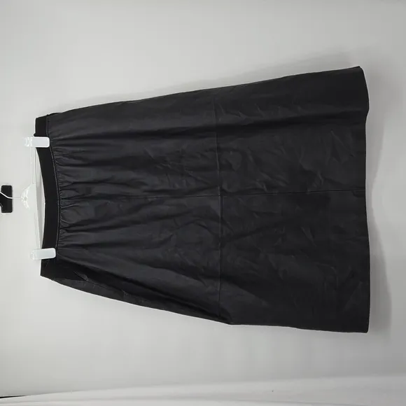 Via Accenti Black Leather Pencil Skirt Elastic Waistband Fully Lined Plus SZ 24