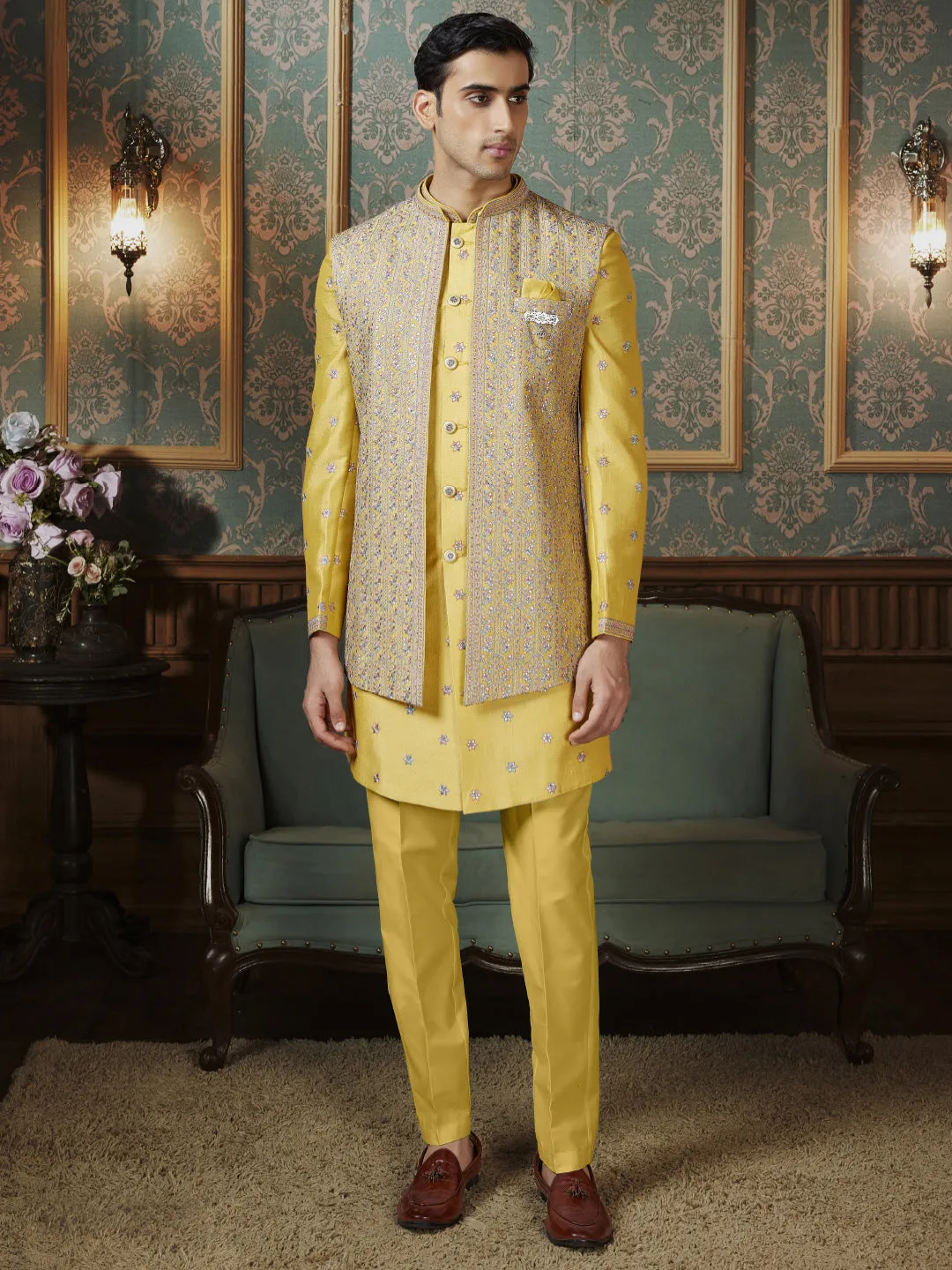 Vibrant Yellow Kurta Bandi  Set