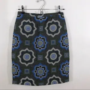 VILAGALLO Pencil Skirt Floral Green Gray Blue