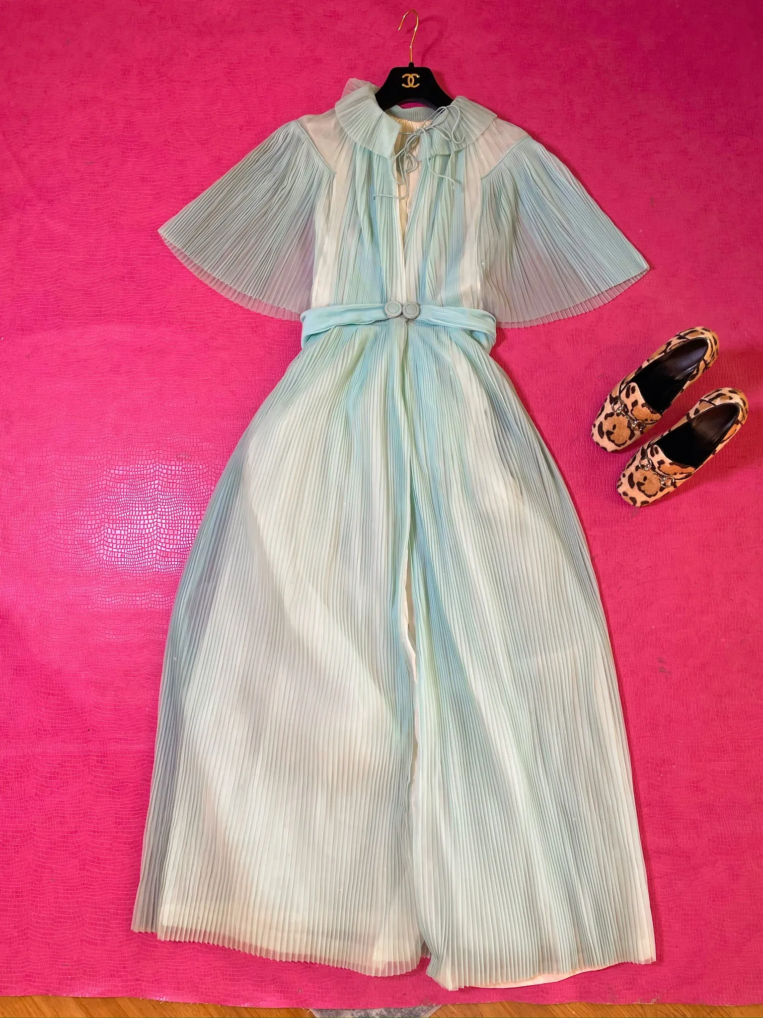 Vintage 60s "Vanity Fair" Blue Pleated Duster - Best fits Size XXS-XS