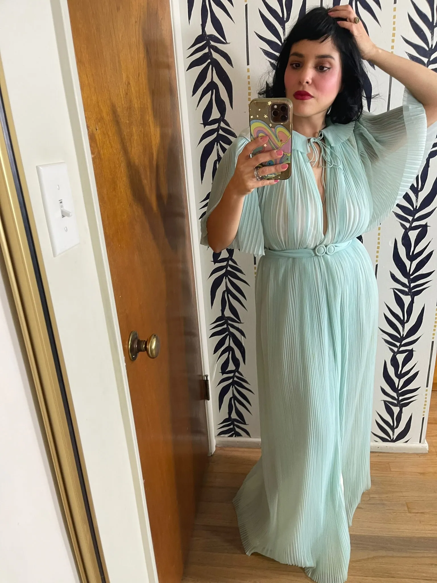 Vintage 60s "Vanity Fair" Blue Pleated Duster - Best fits Size XXS-XS