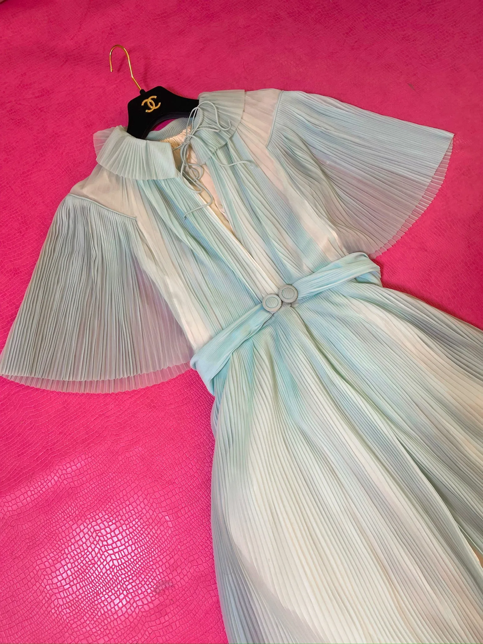 Vintage 60s "Vanity Fair" Blue Pleated Duster - Best fits Size XXS-XS
