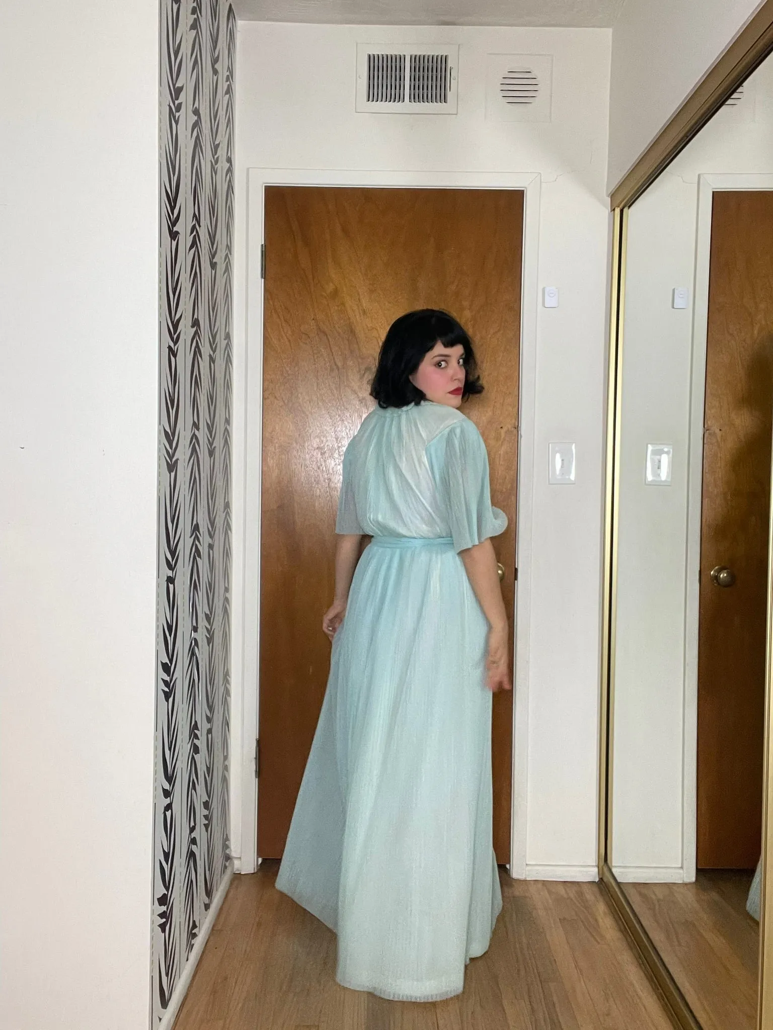 Vintage 60s "Vanity Fair" Blue Pleated Duster - Best fits Size XXS-XS