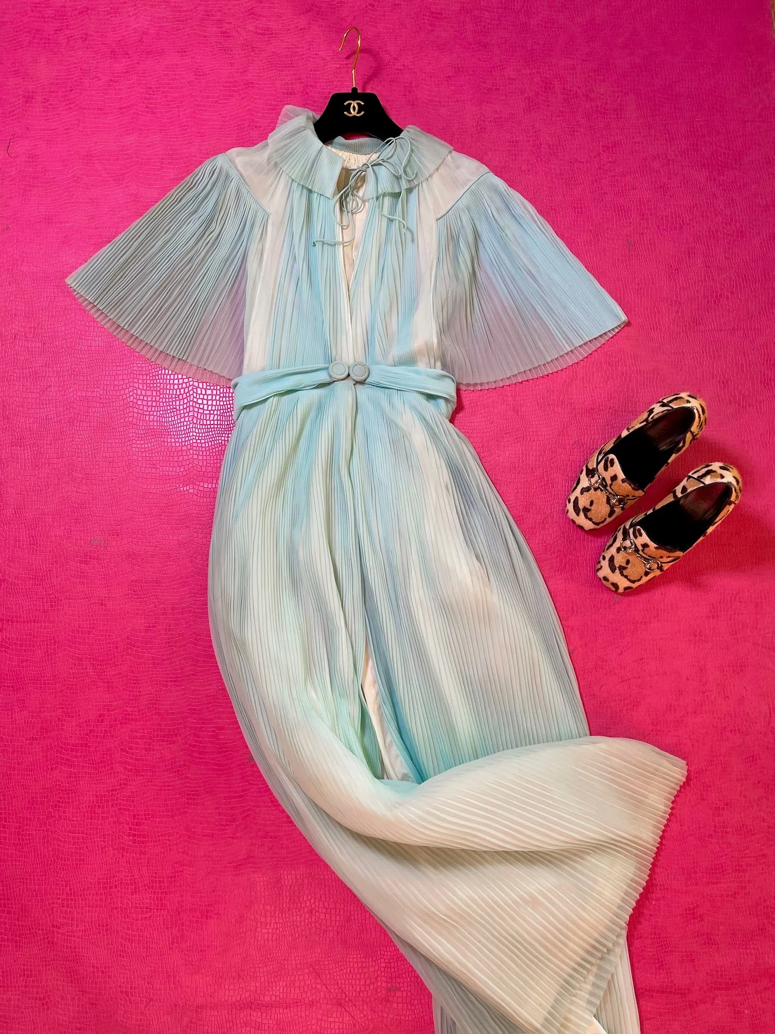 Vintage 60s "Vanity Fair" Blue Pleated Duster - Best fits Size XXS-XS