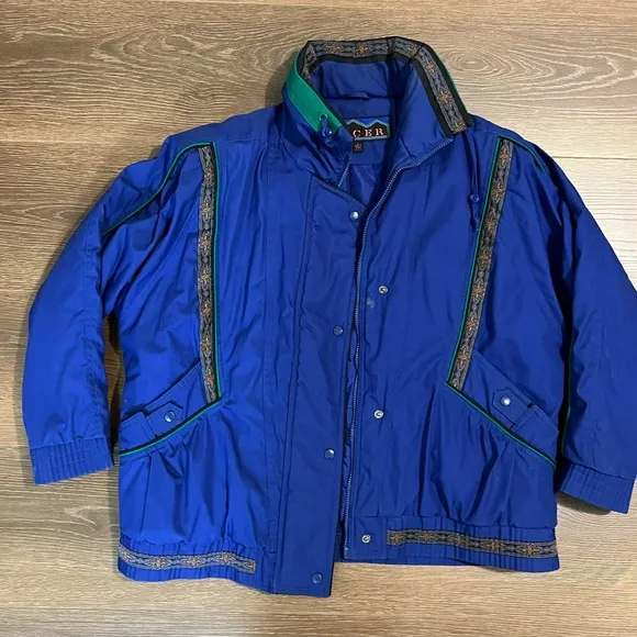 Vintage 80s/90s CER Jacket – Bold Royal Blue with Paisley Trim