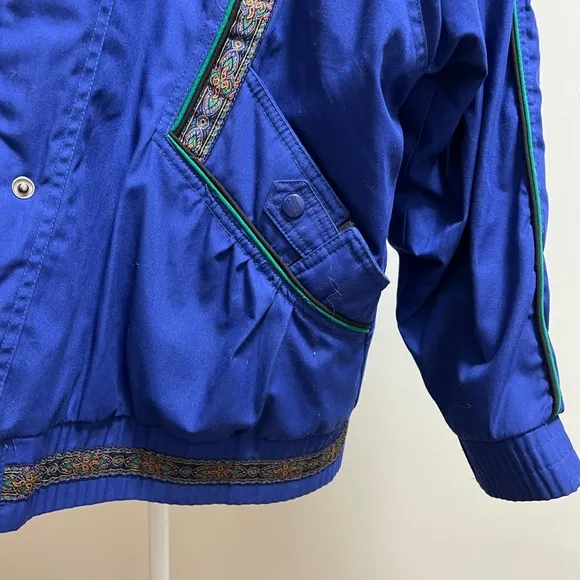Vintage 80s/90s CER Jacket – Bold Royal Blue with Paisley Trim