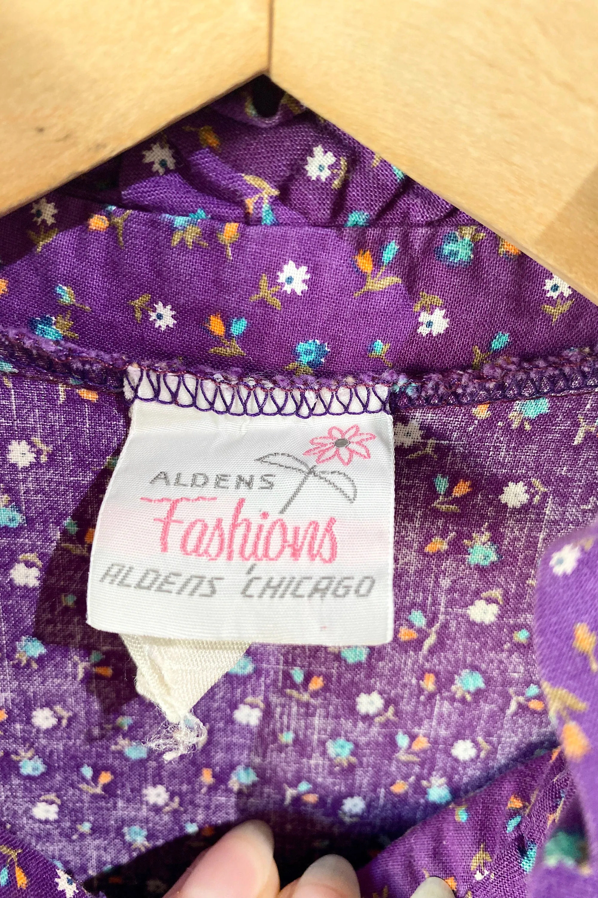 Vintage Aldens Fashions Purple Floral Prairie Dress