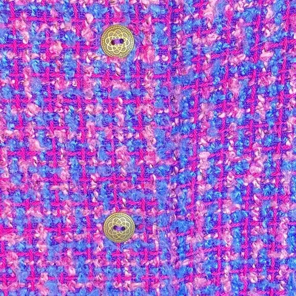 Vintage Alfred Dunner Purple Boucle Tweed Button-Up Jacket Size 14 Retro Style W