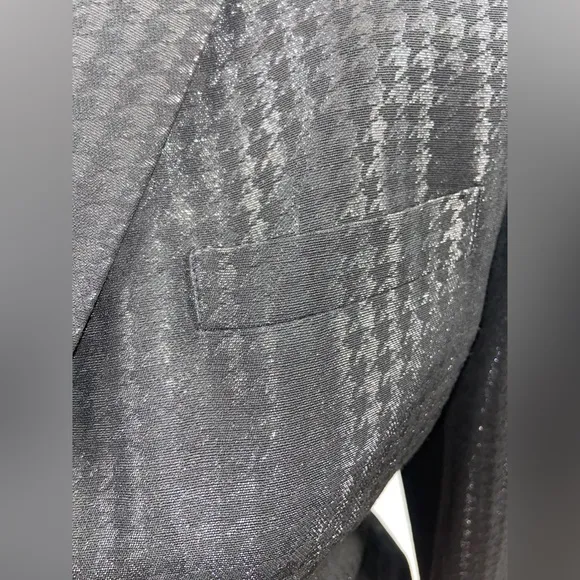 Vintage Blazer Black Suit Jacket Anne Klein Size 4 Shimmery Houndstooth