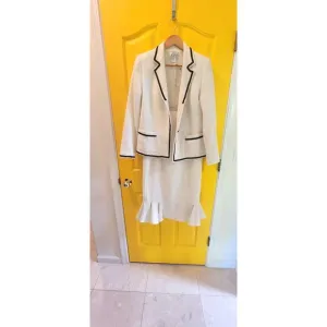 Vintage JPC White Sparkle 2 Piece Blazer Skirt Set, Ladies, Size 8