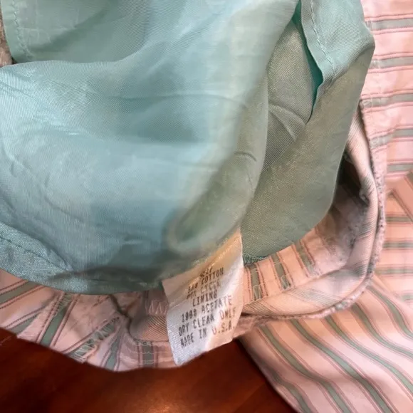 Vintage Nanette Lepore Skirt Pencil Ruffle Mint Green Asymmetrical Stripes Sz 0