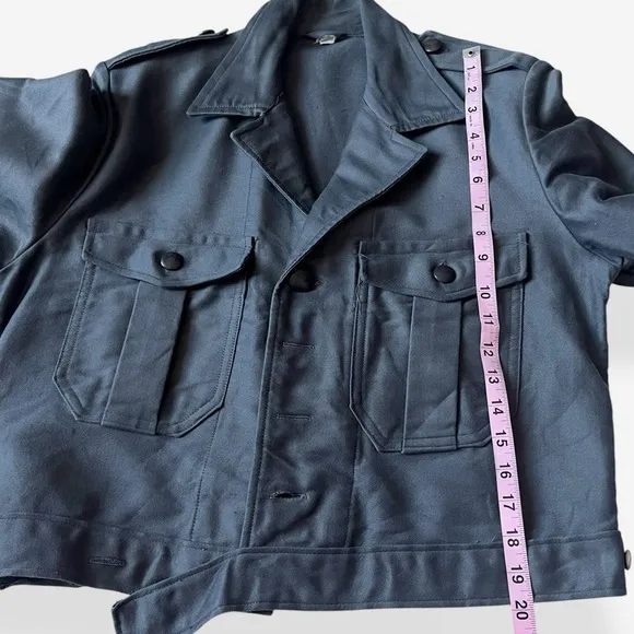VTG 60s Dutch Charcoal Military Utility Jacket Cropped Ike Genuine Jacket Small