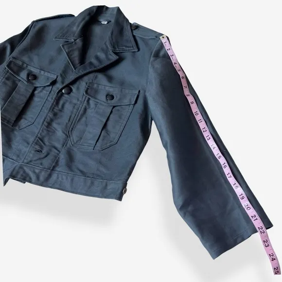 VTG 60s Dutch Charcoal Military Utility Jacket Cropped Ike Genuine Jacket Small