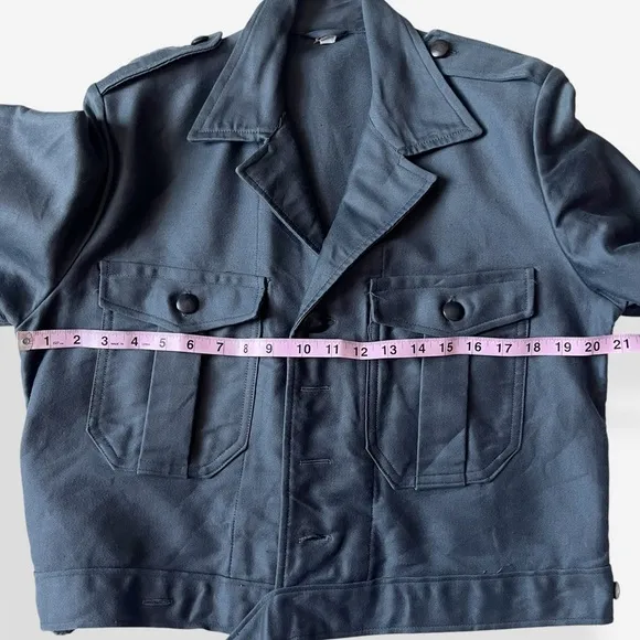 VTG 60s Dutch Charcoal Military Utility Jacket Cropped Ike Genuine Jacket Small