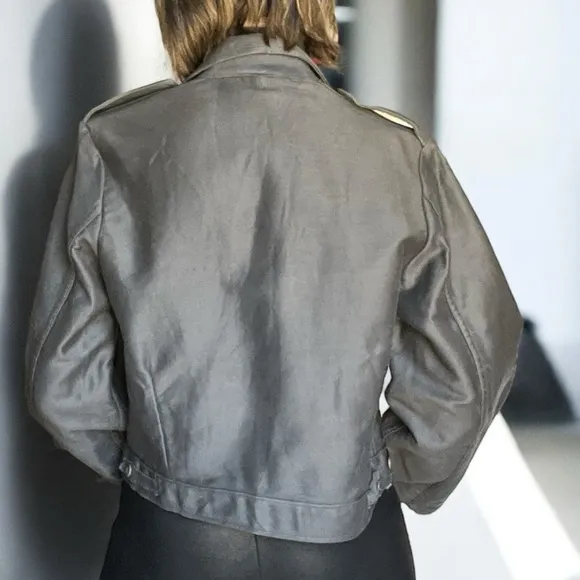 VTG 60s Dutch Charcoal Military Utility Jacket Cropped Ike Genuine Jacket Small