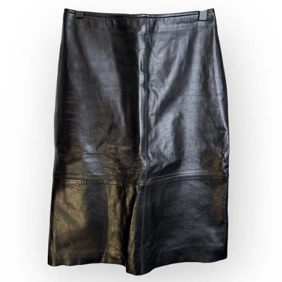 Vtg 90s Old Navy Genuine Leather Pencil Skirt
