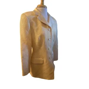 Vtg M Women Rickie Freeman Teri Jon Saks Suit Blazer Ivory Jacket Coat Textured