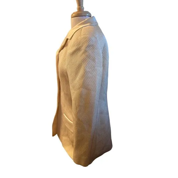 Vtg M Women Rickie Freeman Teri Jon Saks Suit Blazer Ivory Jacket Coat Textured