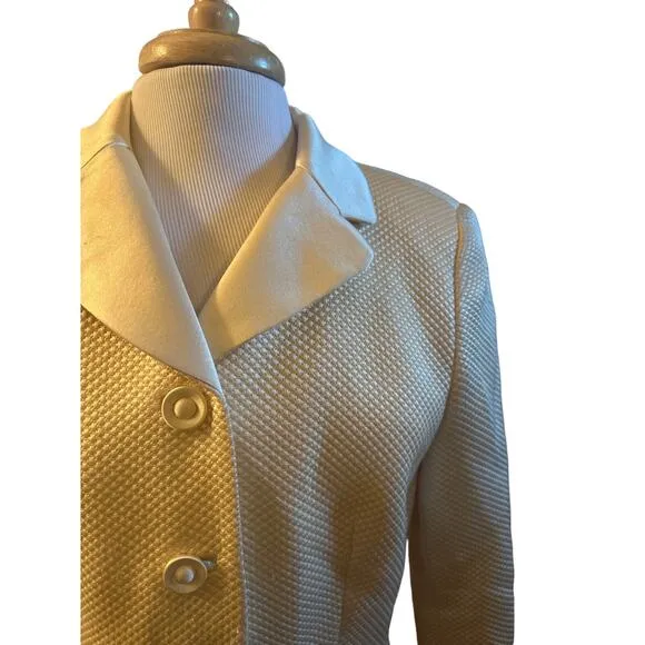 Vtg M Women Rickie Freeman Teri Jon Saks Suit Blazer Ivory Jacket Coat Textured