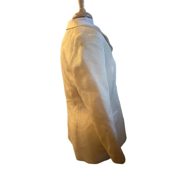 Vtg M Women Rickie Freeman Teri Jon Saks Suit Blazer Ivory Jacket Coat Textured