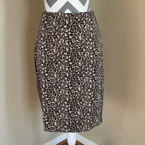 White House Black Market Leopard Pencil Skirt w/ Black Side Stripes - Size: 8