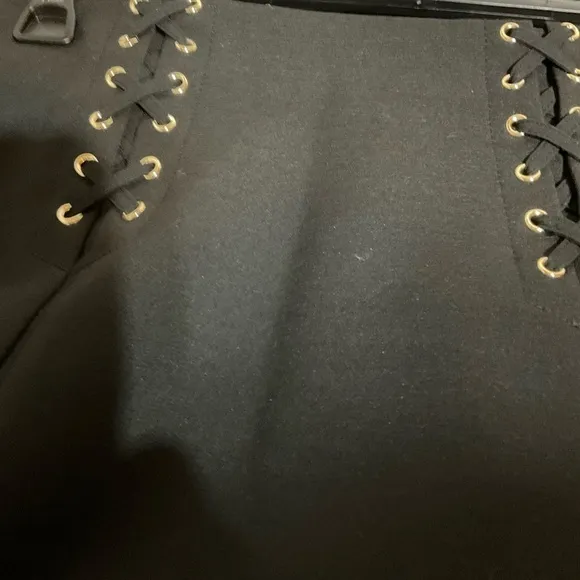 White House Black Market Pencil Skirt w/Silver Eyelets &amp; Lace Up Embellishment