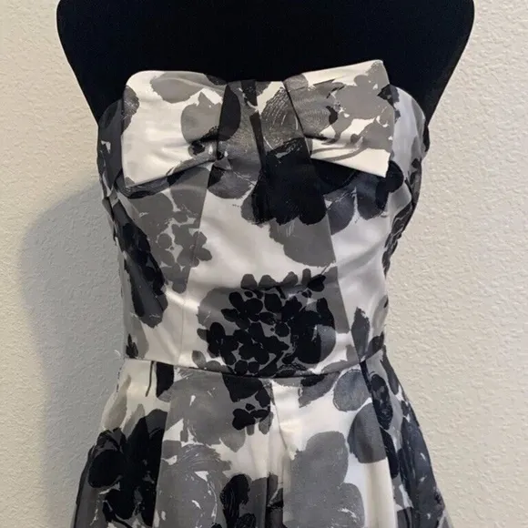 White House Black Market Silk Bow Strapless Rockabilly Dress Women's Size 0