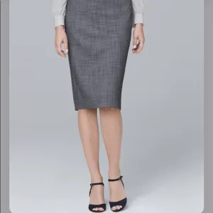White House Black Market Textured Suiting BLUE Pencil Skirt NEW WITH TAGS SZ 10
