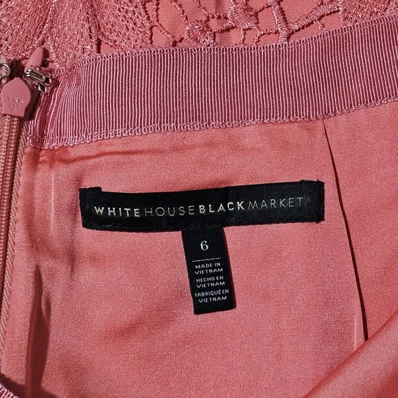 WHITE HOUSE BLACK MARKET WHBM Gelato Pink Floral Lace Pencil Skirt Womens Size 6