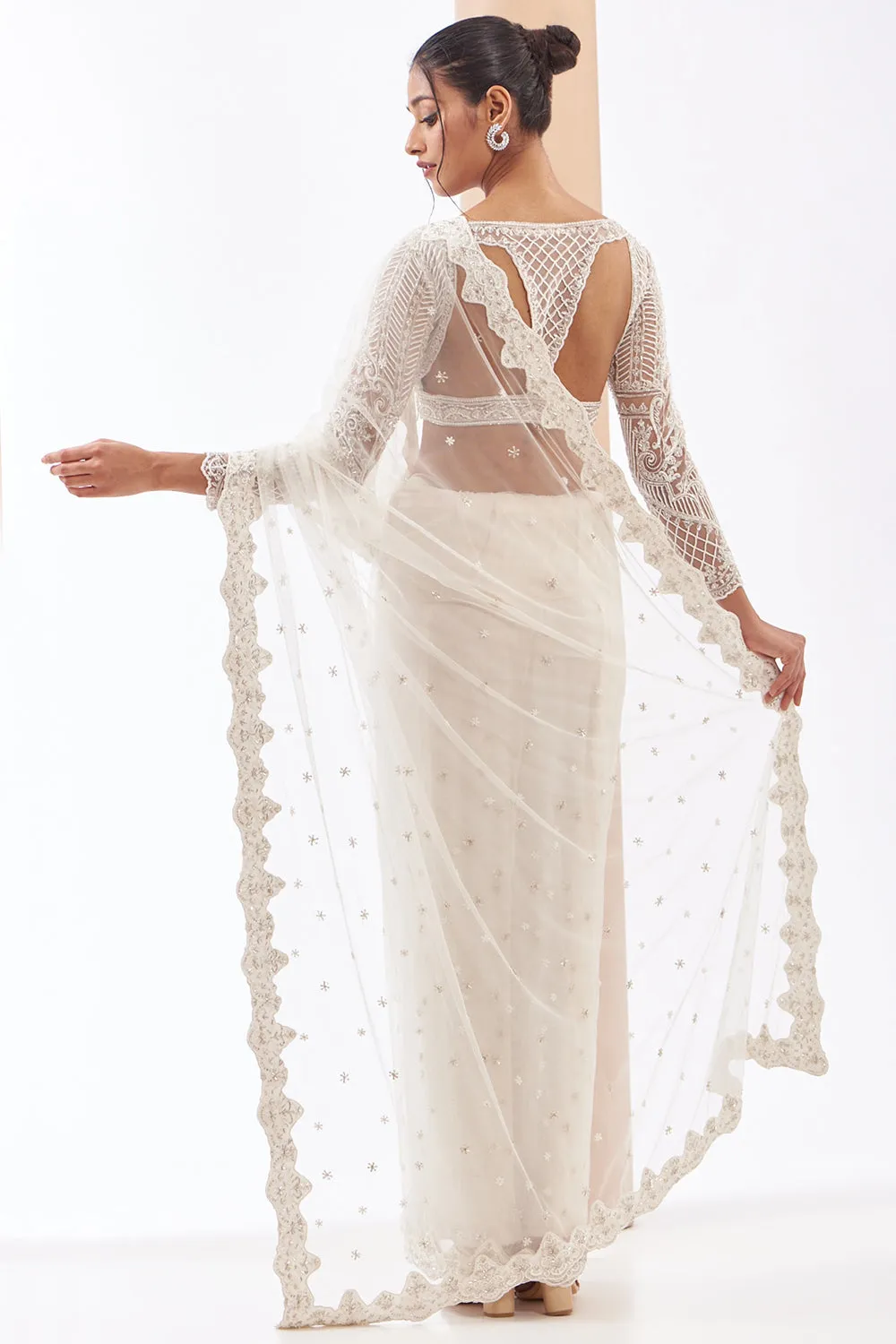 White Saree Set