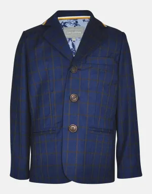 William: Navy check blazer