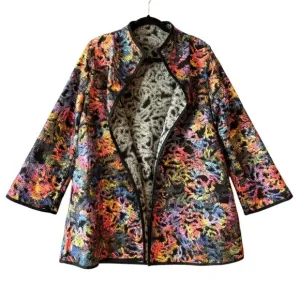 Winding River Reversible Topper Jacket Size M* Colorful Fantasia Burst Artsy