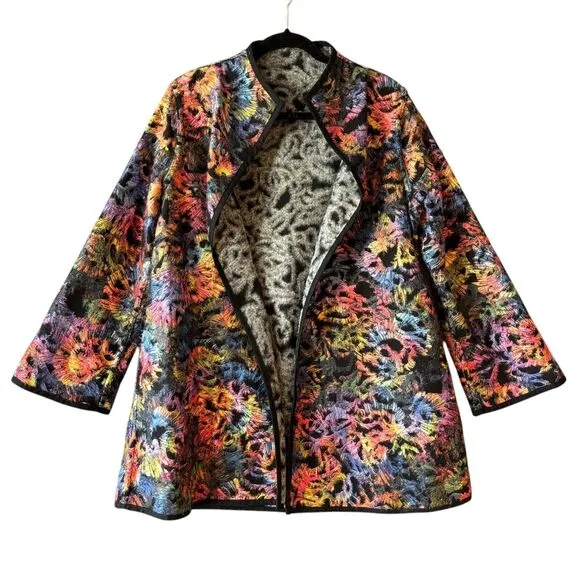 Winding River Reversible Topper Jacket Size M* Colorful Fantasia Burst Artsy