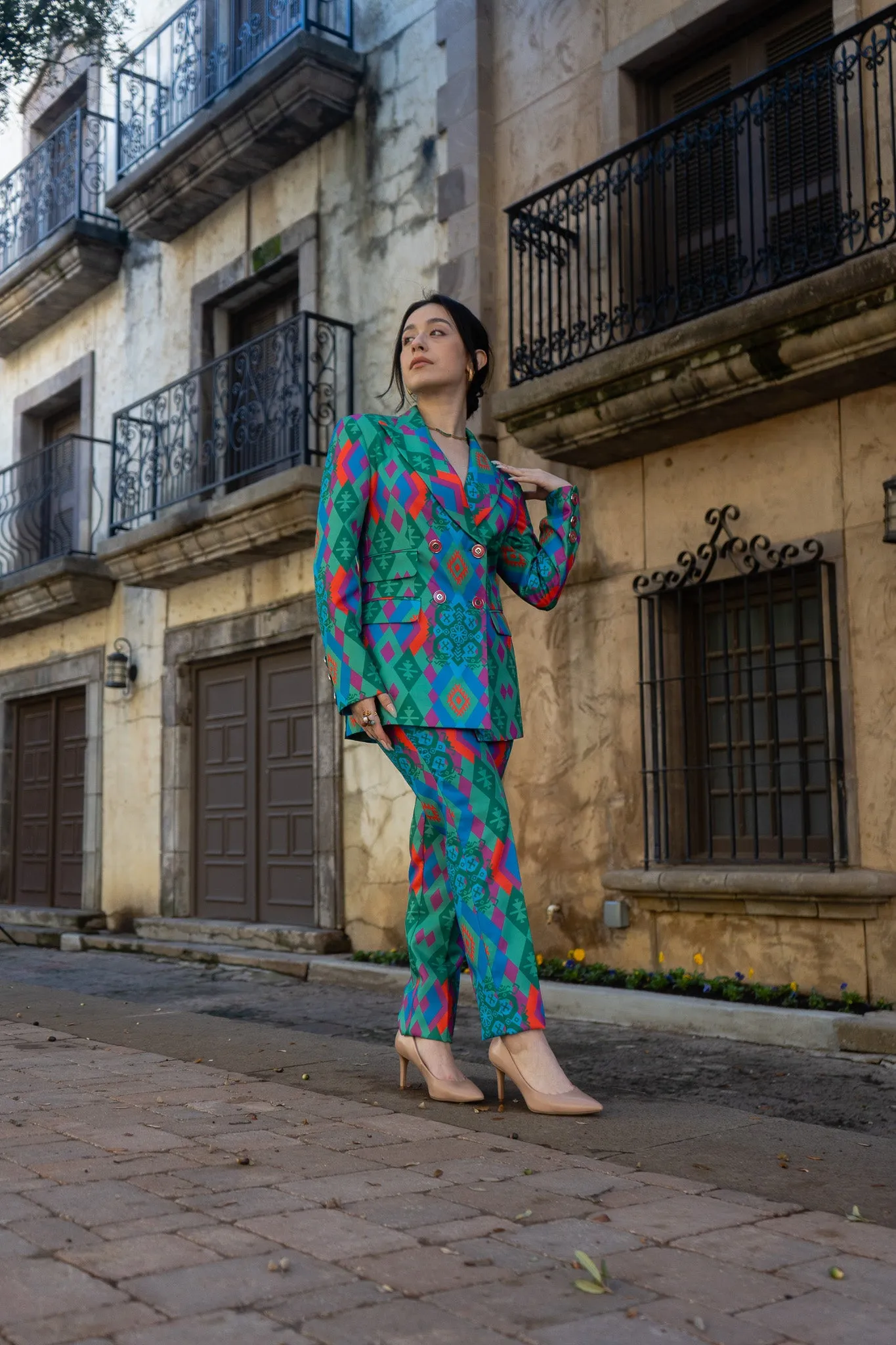 Wixa Rombos Double-Breasted Suit Blazer