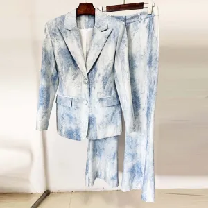 Women's Multicolor Color Pantsuit Two Pieces Outfit Flared Pants Suit