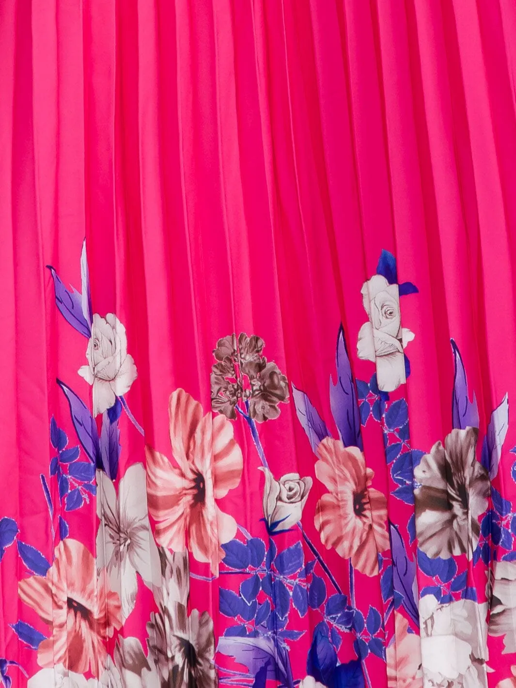 WOMEN'S SLEEVELESS HALTER NECK PLEATED FLORAL MAXI DRESS