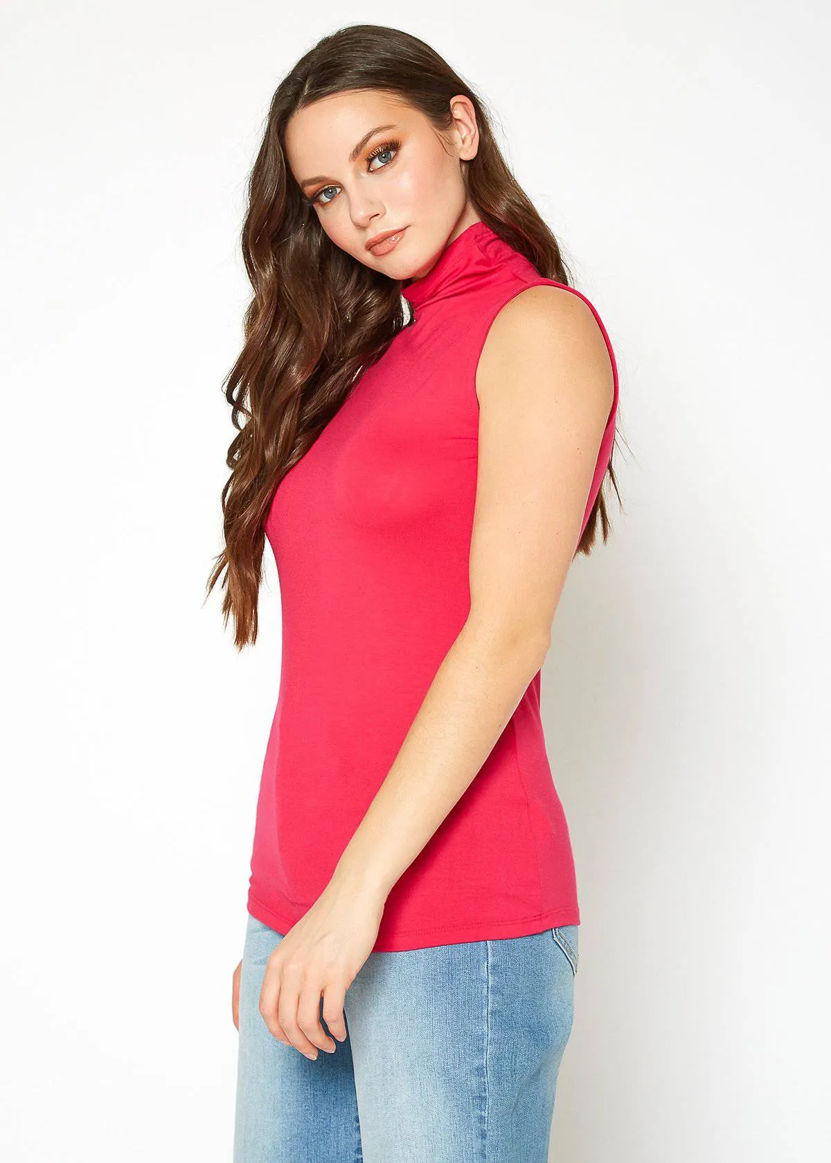 Women's Sleeveless Turtle Neck Fitted Top by Shop at Konus