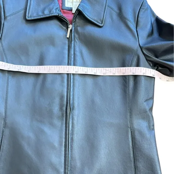 Worthington Leather Jacket Women’s PS Dark Brown Classic Feminine Zip Up Coat
