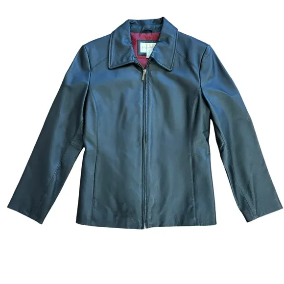 Worthington Leather Jacket Women’s PS Dark Brown Classic Feminine Zip Up Coat