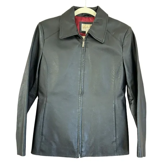 Worthington Leather Jacket Women’s PS Dark Brown Classic Feminine Zip Up Coat