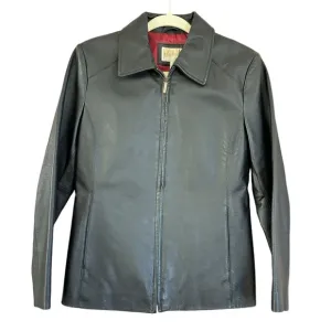 Worthington Leather Jacket Women’s PS Dark Brown Classic Feminine Zip Up Coat